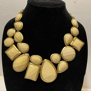 Cream & Antiqued Gold Tone Statement Necklace